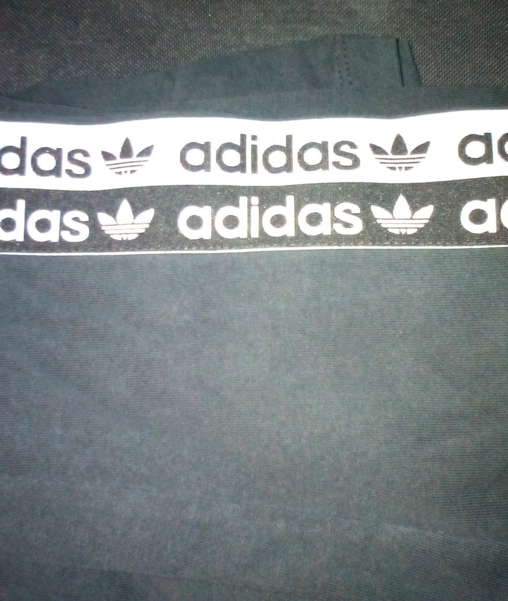 adidas Black Leggings with White Logo Tape